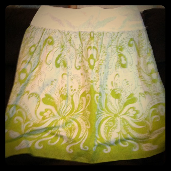 J crew green and white skirt