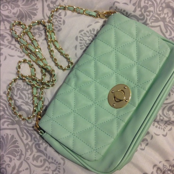 Forever 21 Mint quilted cross-body bag