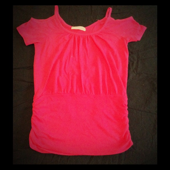 Hot pink shoulder peek shirt