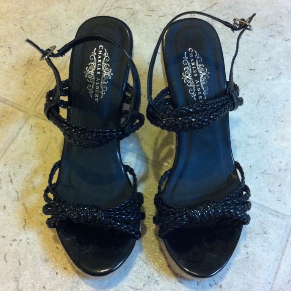 Sexy pinup black braided strappy hemp wedge sandal - Picture 4 of 4