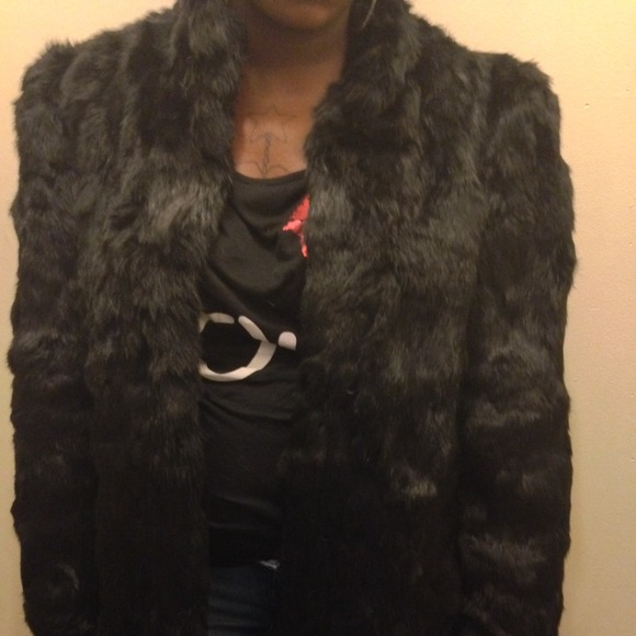 100% rabbit fur waist length jacket blazer style
