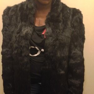 100% rabbit fur waist length jacket blazer style