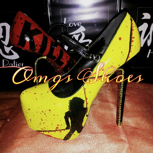 KILL BILL CUSTOM PAINTED HEELS SZ 8 - Picture 2 of 4