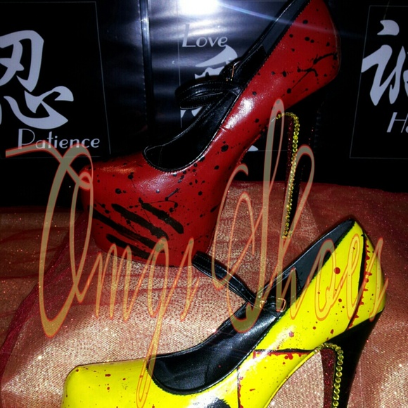 KILL BILL CUSTOM PAINTED HEELS SZ 8 - Picture 3 of 4