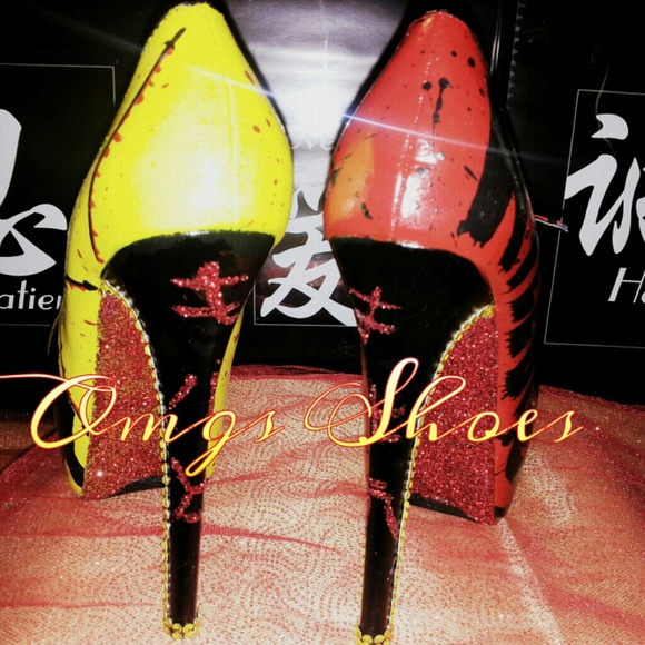 KILL BILL CUSTOM PAINTED HEELS SZ 8 - Picture 4 of 4