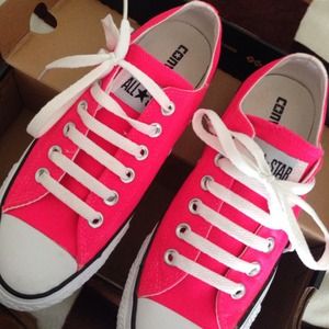 Hot pink converse, chuck Taylor's.