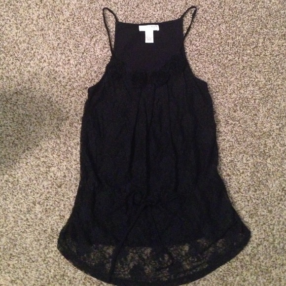 Black Lace Peplum Top