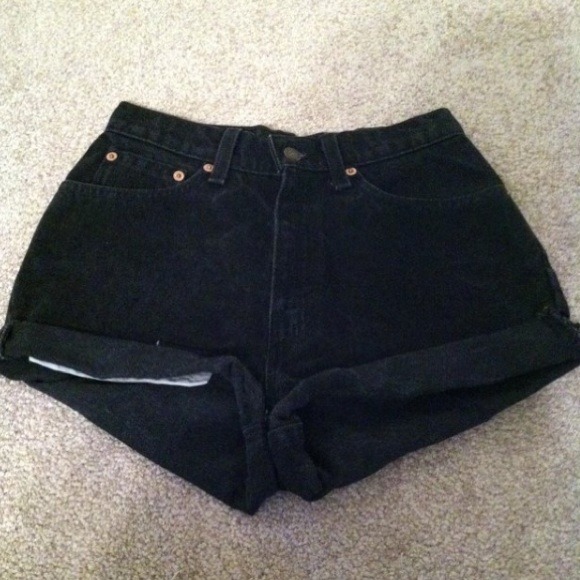 Black Vintage Levis High Waist Jean Shorts