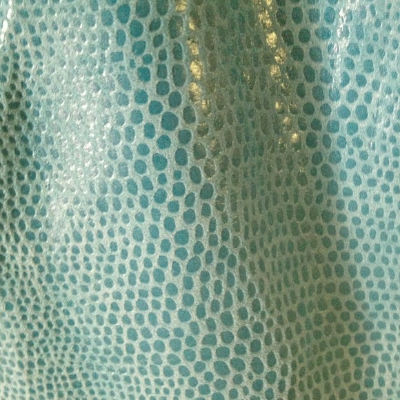 ALFANI Petite teal snake embossed leather jacket - Picture 4 of 4