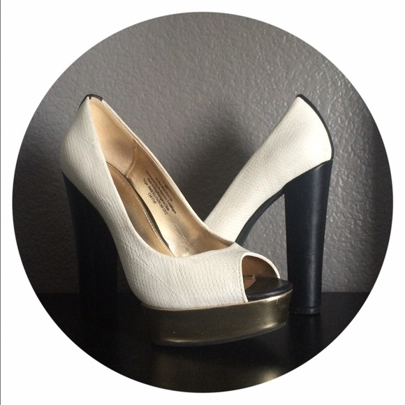 White Platform Peep Toe Heels