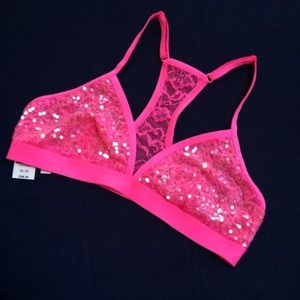 Victoria's Secret Neon Pink Sequin Racerback Bra M