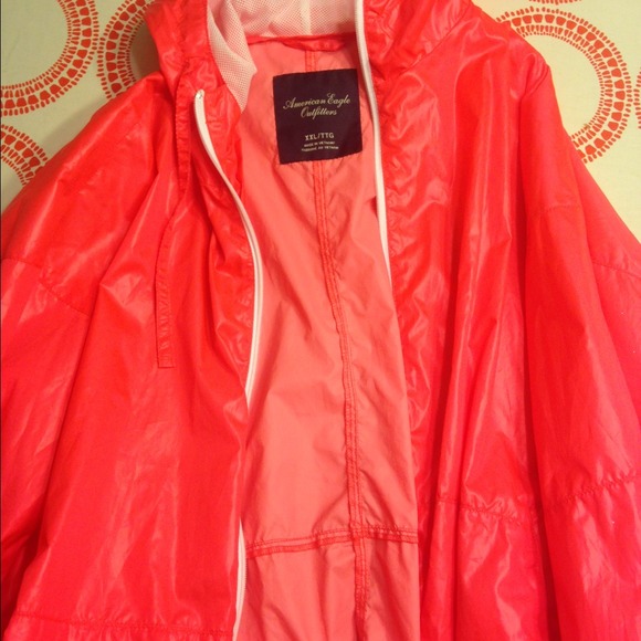 American eagle hot pink rain coat jacket