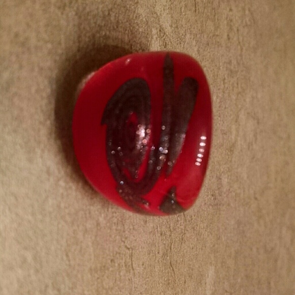 Red and black glass statement ring