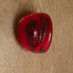 Red and black glass statement ring