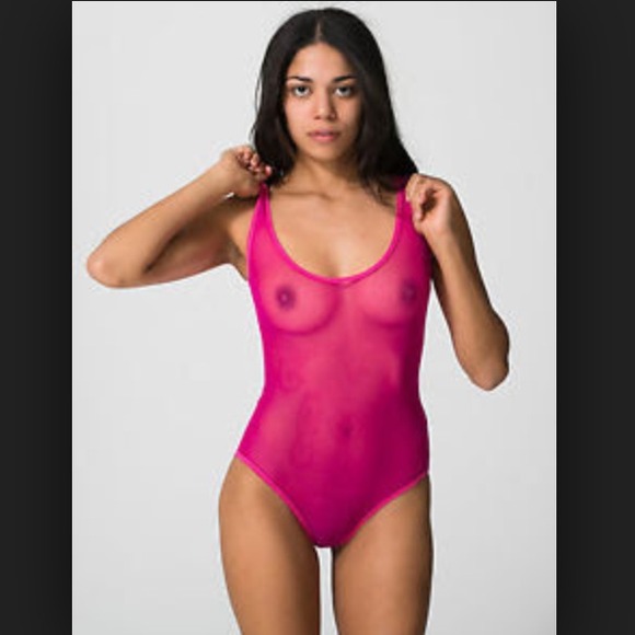 American apparel micro mesh pink bodysuit
