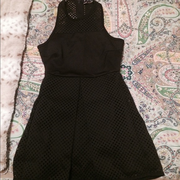 Nasty Gal LBD Mesh overlay dress NWT