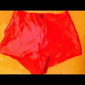 Red High-Waisted Shorts American Apparel