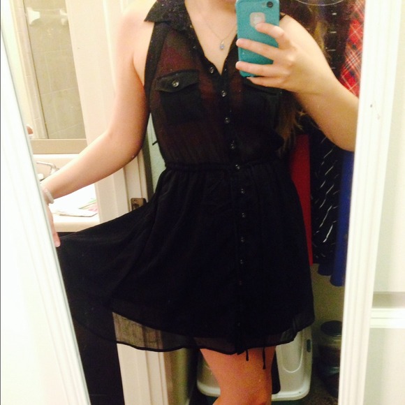 Black collared dress