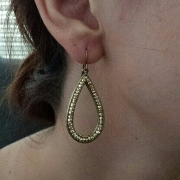 Large tear drop light gold and gold bead earrings