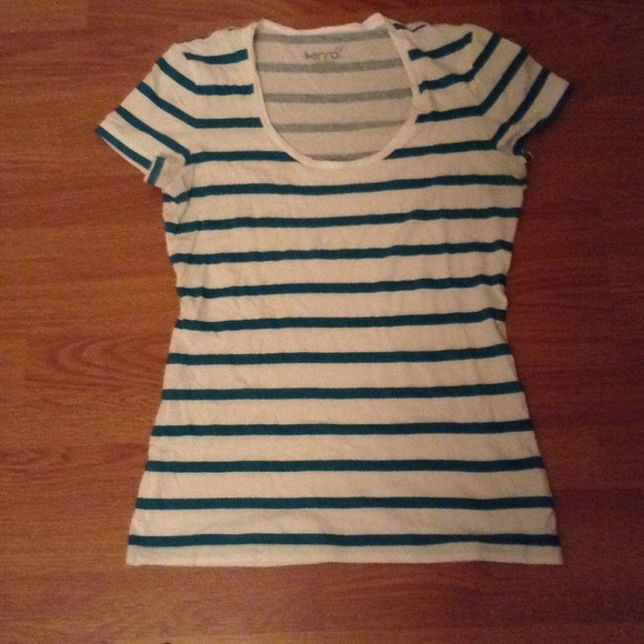 Striped T-Shirt- Teal & White