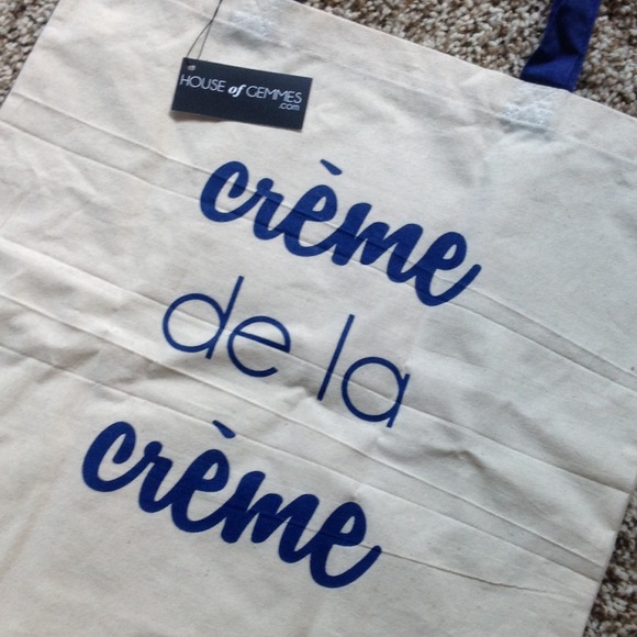 Creme de la creme navy cream canvas shopper tote - Picture 2 of 3