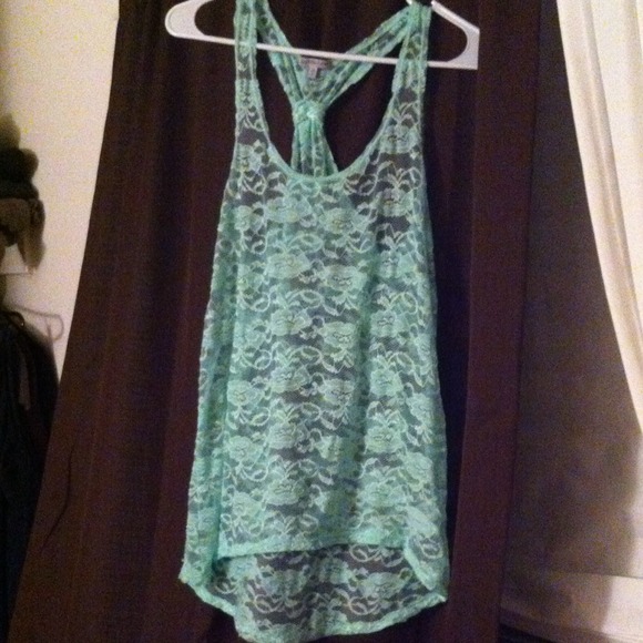 Lace jade tank top