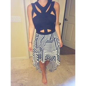 Aztec print high low dress