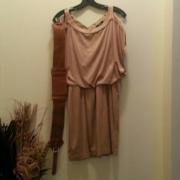 Tan and gold party dress
