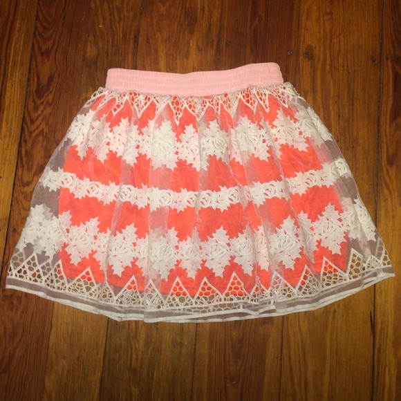 NAANAA Orange & White Overlay Skirt from LF