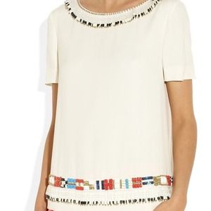 🔴SOLD🔴$550 TORY BURCH JACE CREAM BEADED TOP SZ 8