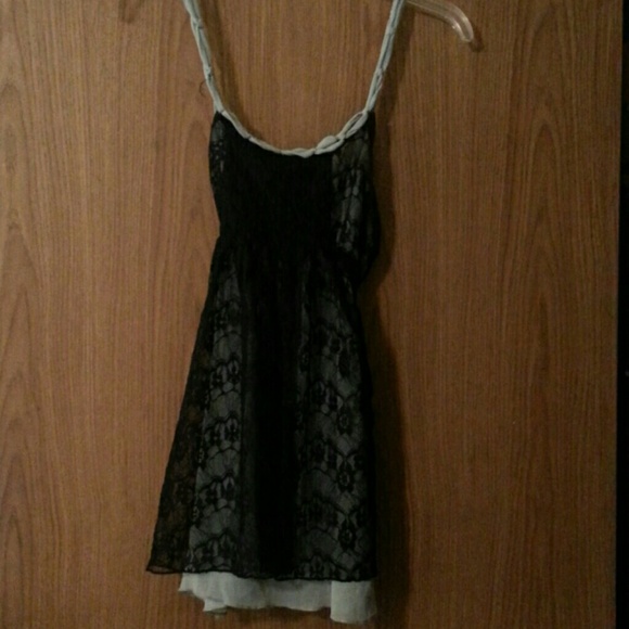 Light mint green with black lace top