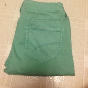 Light teal skinny jeans