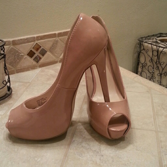Nude peep toe heels
