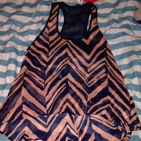Salmon zebra printed tank top