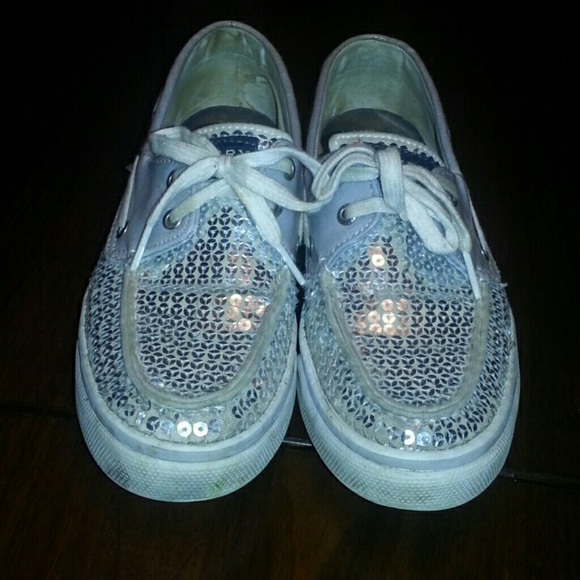 Silver sequin sperrys