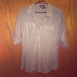 Nordstrom pinstripe chambray flannel top