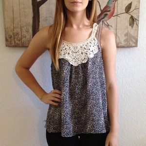 Floral and lace tank