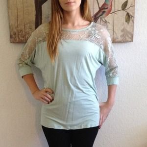 Teal lacy quarter sleeve