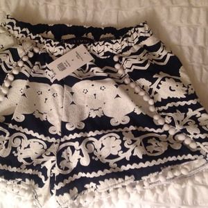 Navy Medallion Print Shorts