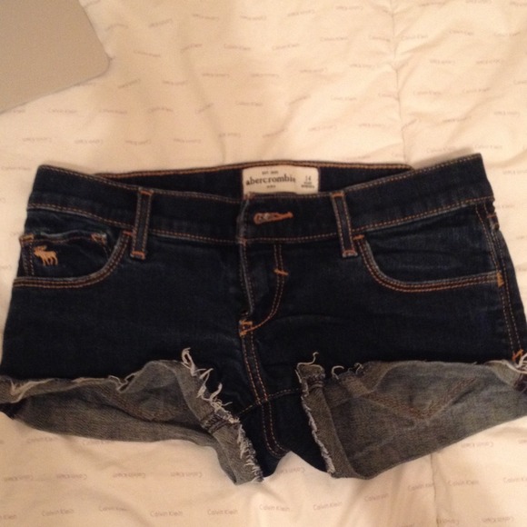 Dark wash denim shorts
