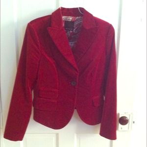 Red velvet blazer