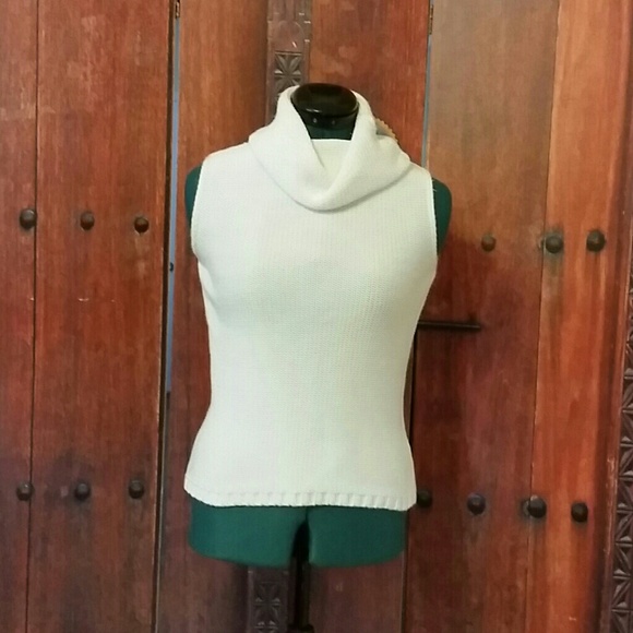 Sleeveless Cowl Neck Sweater, White