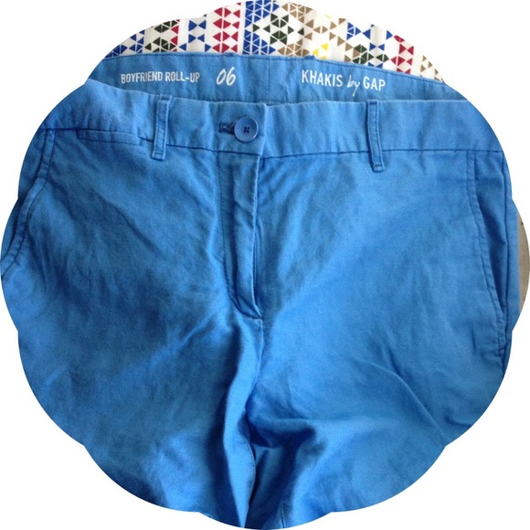 Blue Khaki Boyfriend Roll Up Shorts
