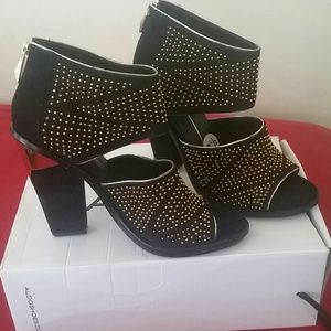 Studded black ankle shoe