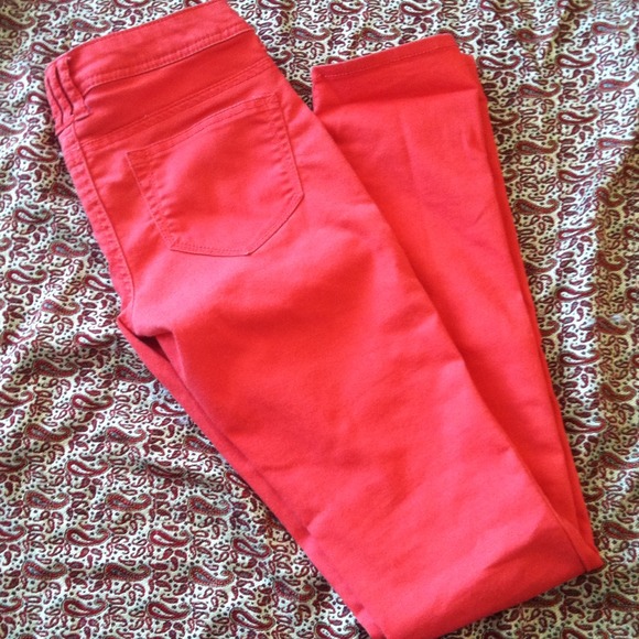 Orange skinny jeans