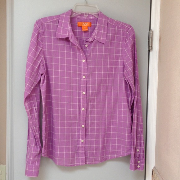 Purple and cream checkered button down shirt