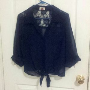 Black see thru half sleeve and Belt