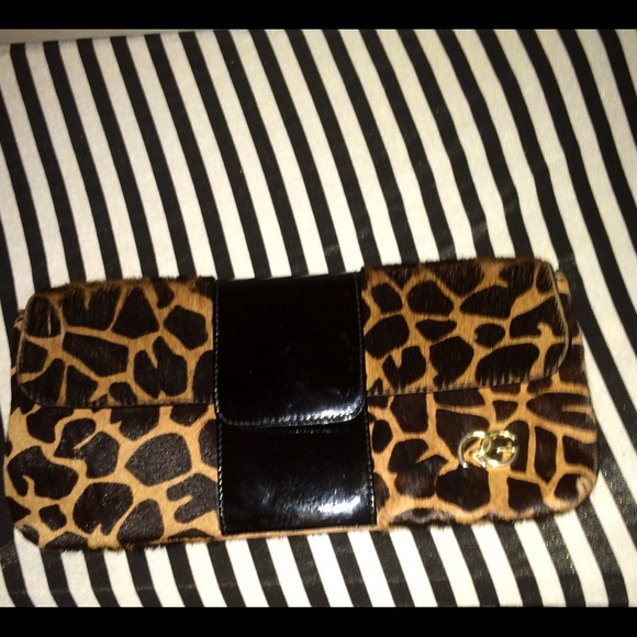 Calf Hair Cheetah Print Clutch