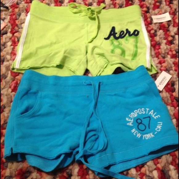 Green and blue draw string shorts