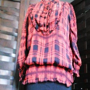 Miley Cyrus Black and Red Sexy Shear Blouse